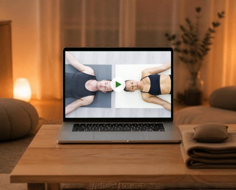 Lezione del corso Yoga Nidra on demand vista su un computer portatile
