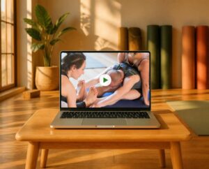 Corsi 2 Lezione Del Corso Yoga Posturale On Demand Vista Su Un Computer Portatile